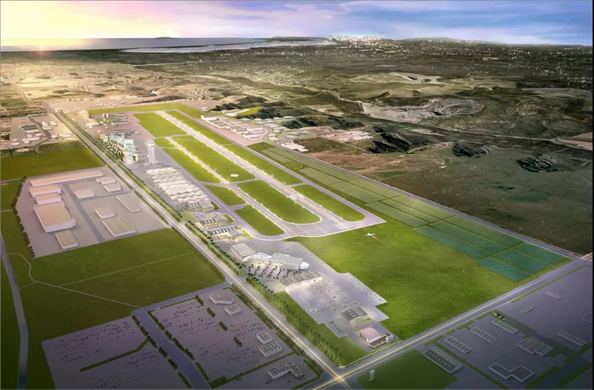 Aerial view of Brown Field Municipal Airport in San Diego California