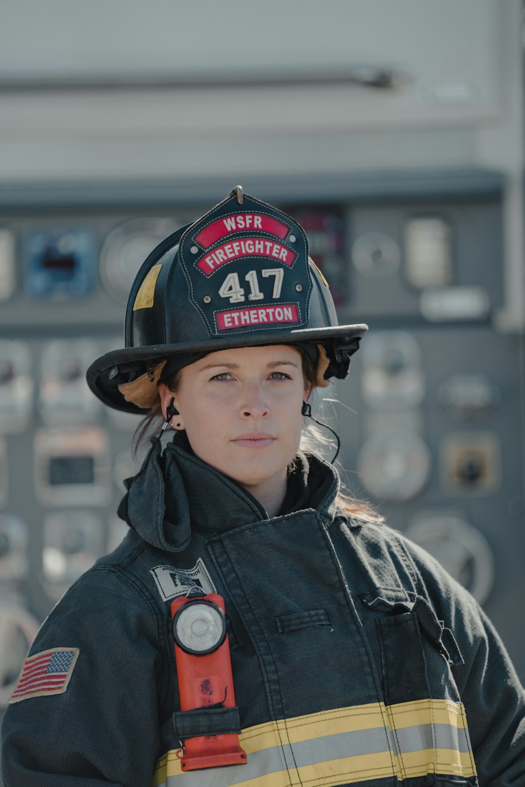 Firefighter in full gear responding to an emergency